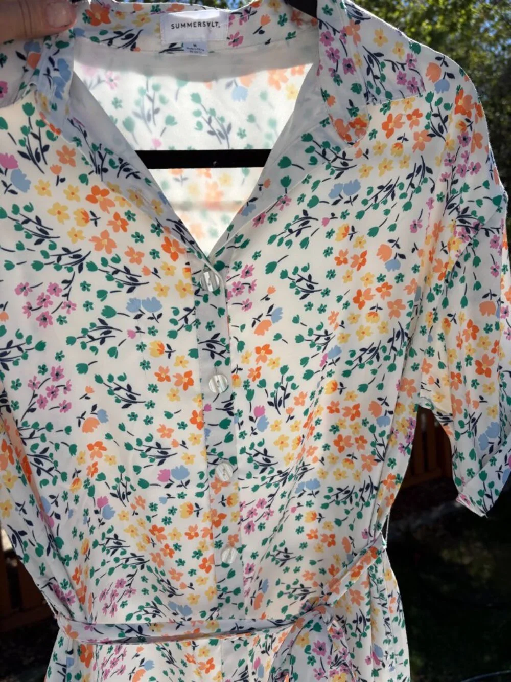 NWOT Summersalt White Floral Belted Shirt Dress. Size M - Picture 15 of 15